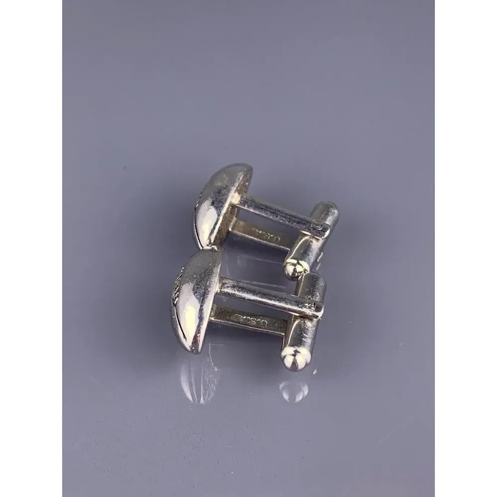 Football Cufflinks Silver Tone Team Sports Pigskin Game American Hickok Vintage